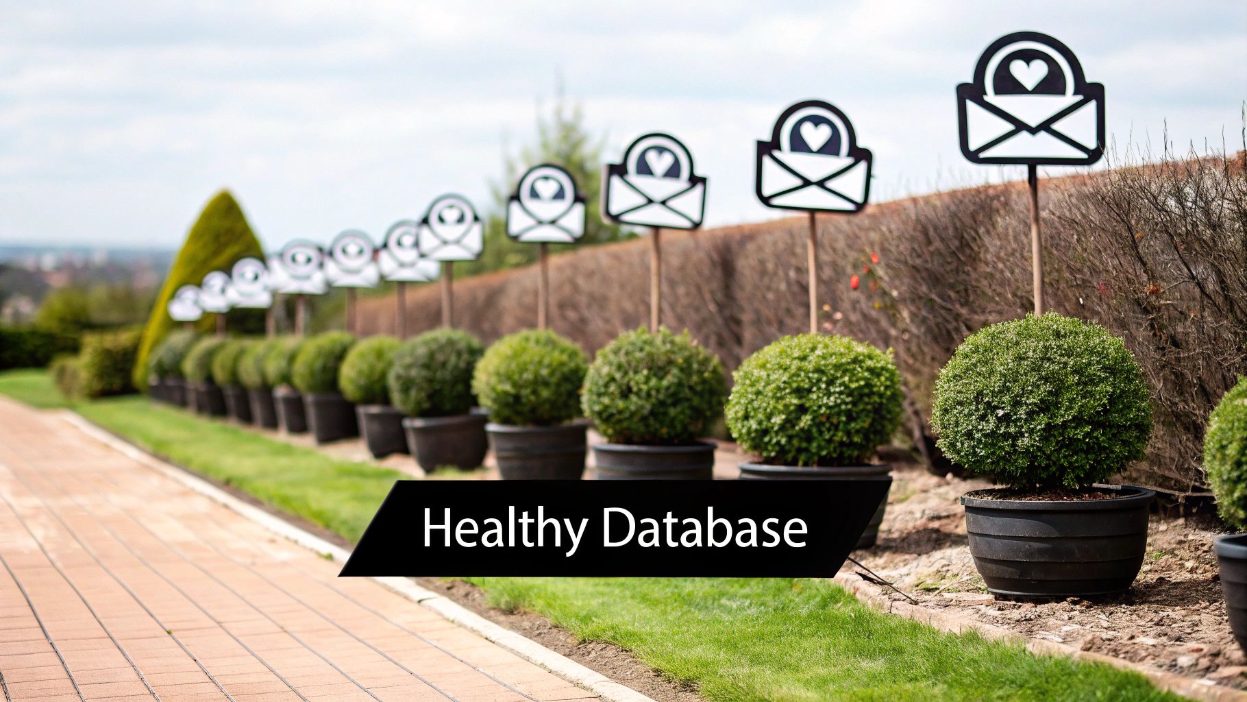 A gardener tending to plants, symbolizing a healthy email database.