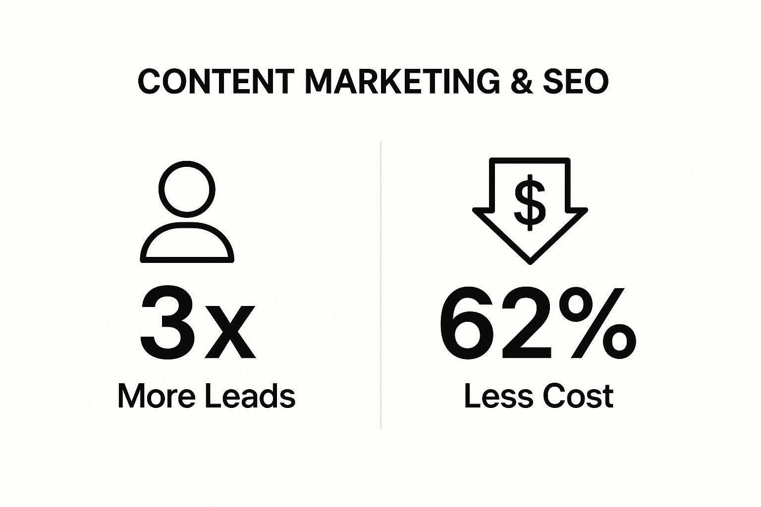 Infographic showing key data about Content Marketing & SEO