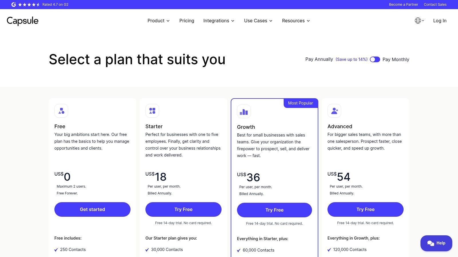 Capsule CRM (Free plan)