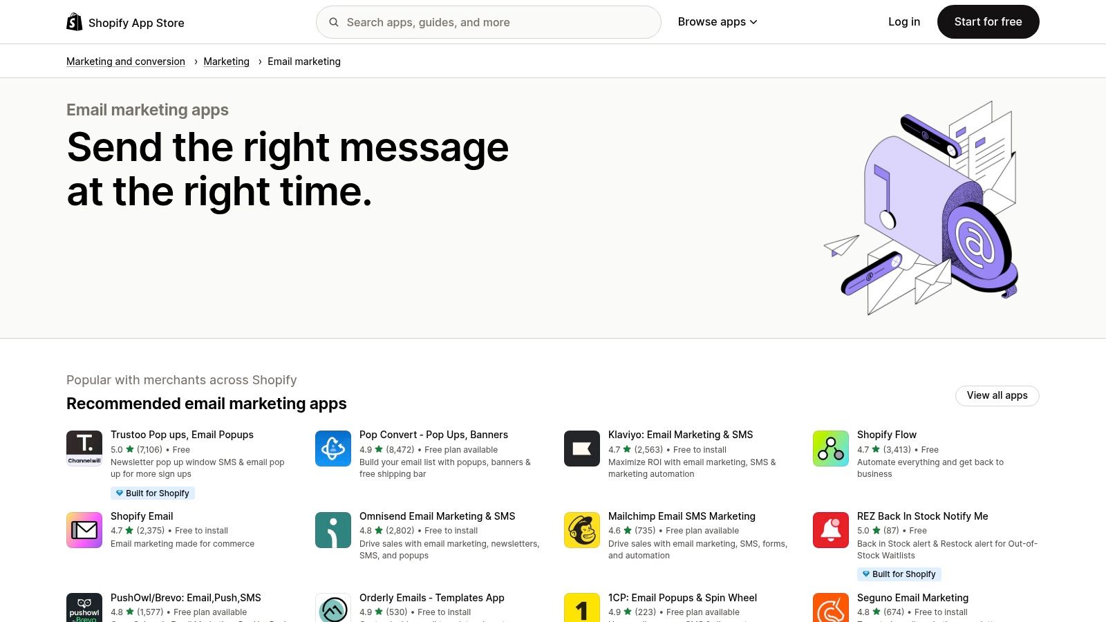 Shopify App Store — Email Marketing category