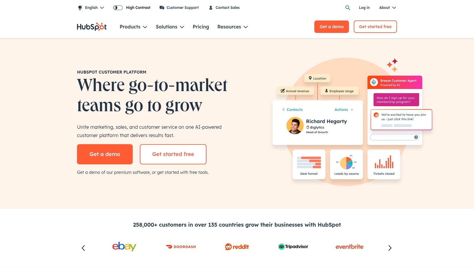 HubSpot (Marketing & Sales Hubs) + Breeze Intelligence