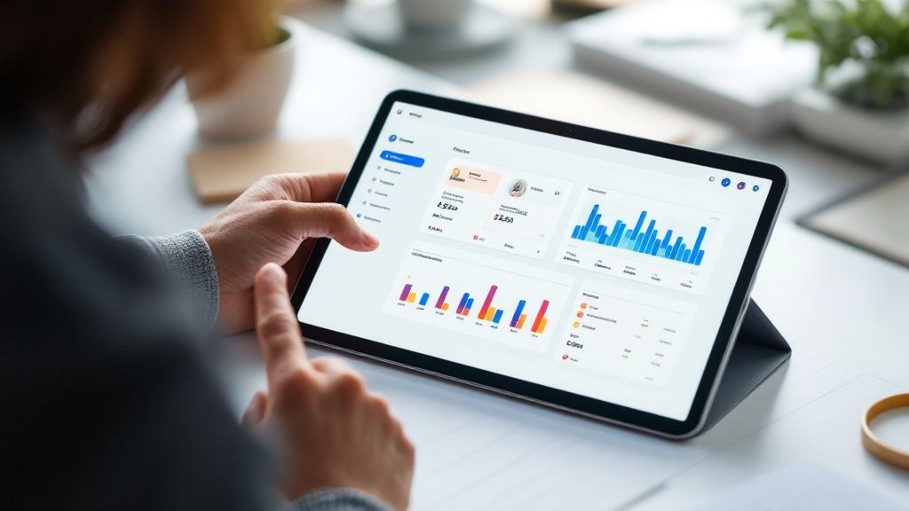 Drei Säulen, die ein stilisiertes Dach eines Onlineshops tragen, symbolisieren die fundamentalen Bausteine des E-Commerce.
