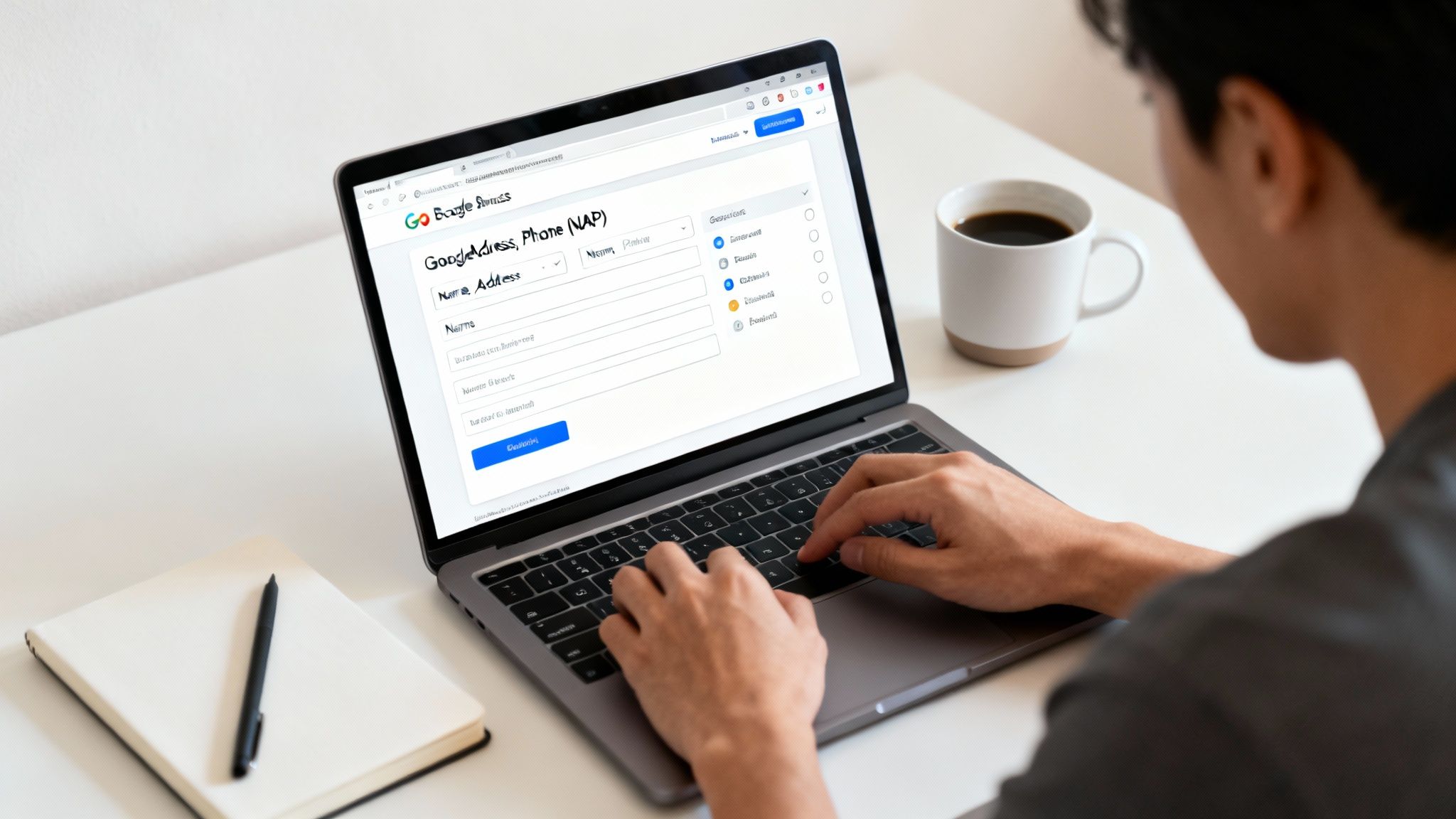 Ein Whiteboard, auf dem Strategien und Keywords für die Profiloptimierung skizziert sind.