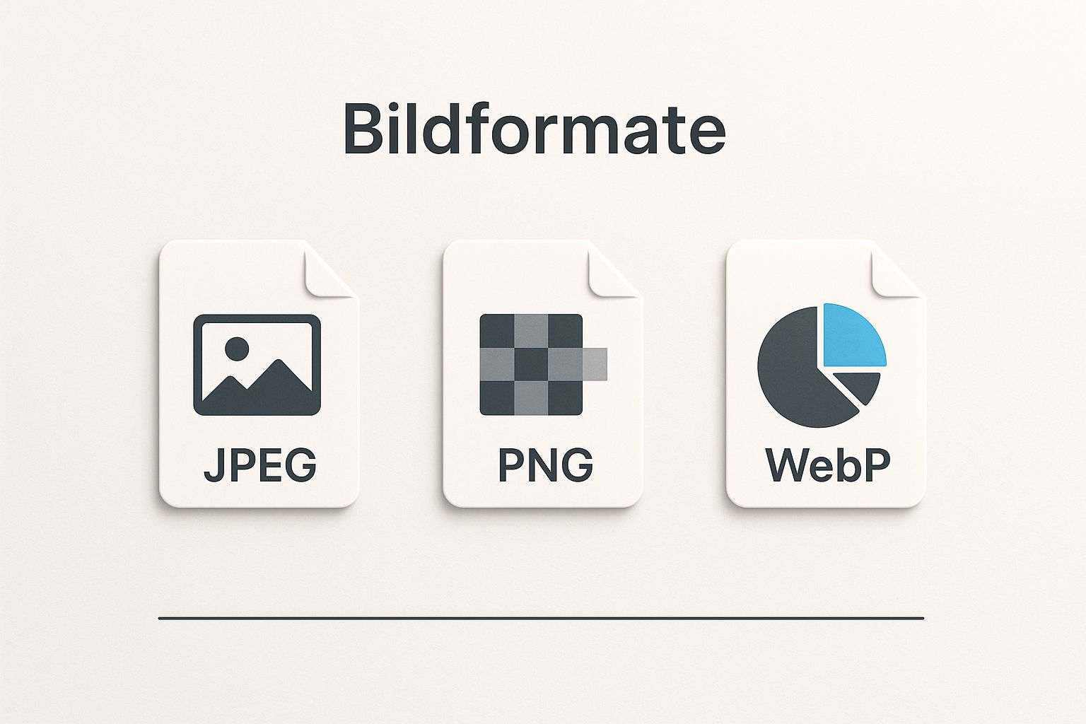 Infografik, die die Bildformate JPEG, PNG und WebP vergleicht.
