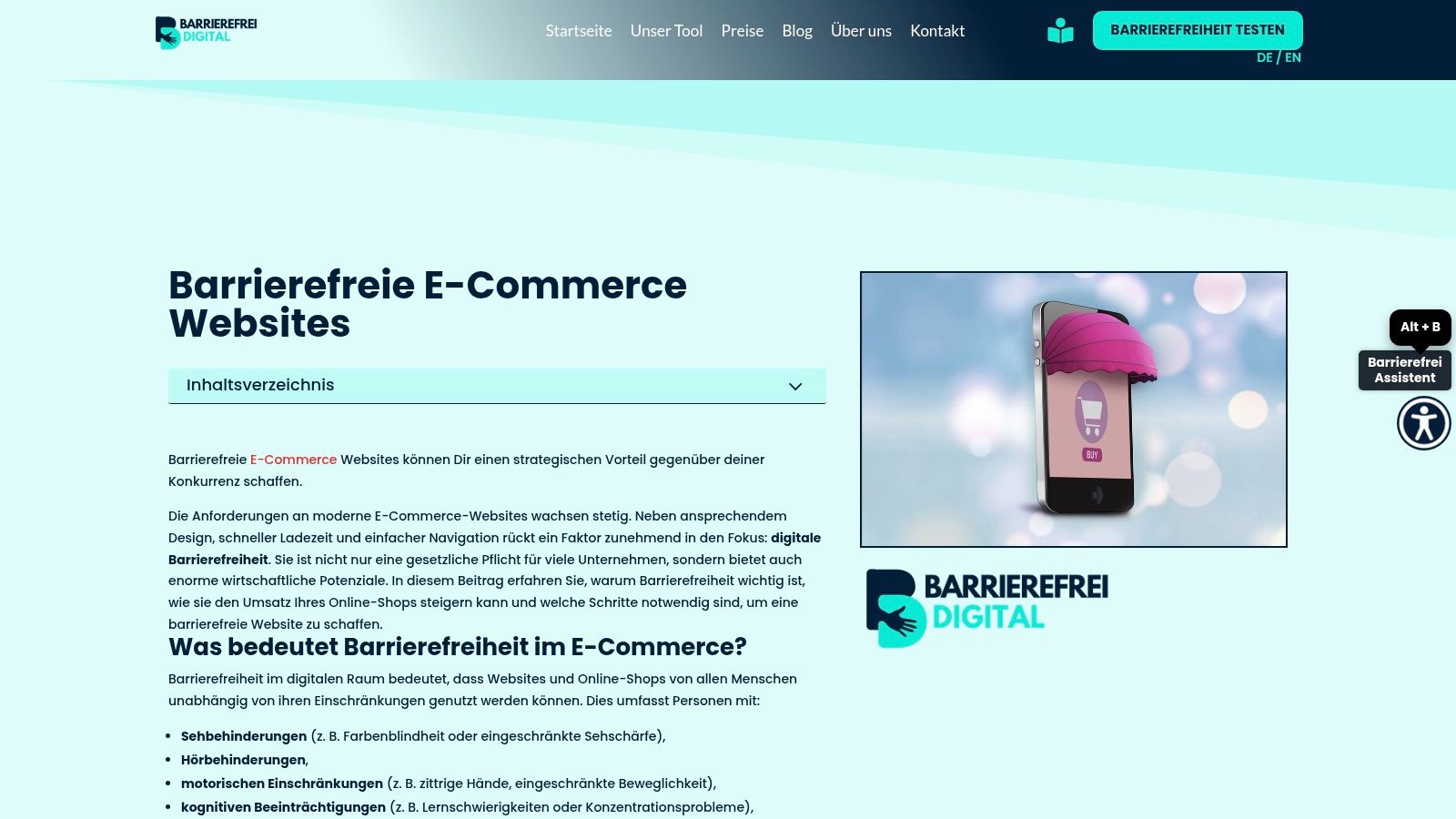 Barrierefrei Digital – Barrierefreie E-Commerce Websites