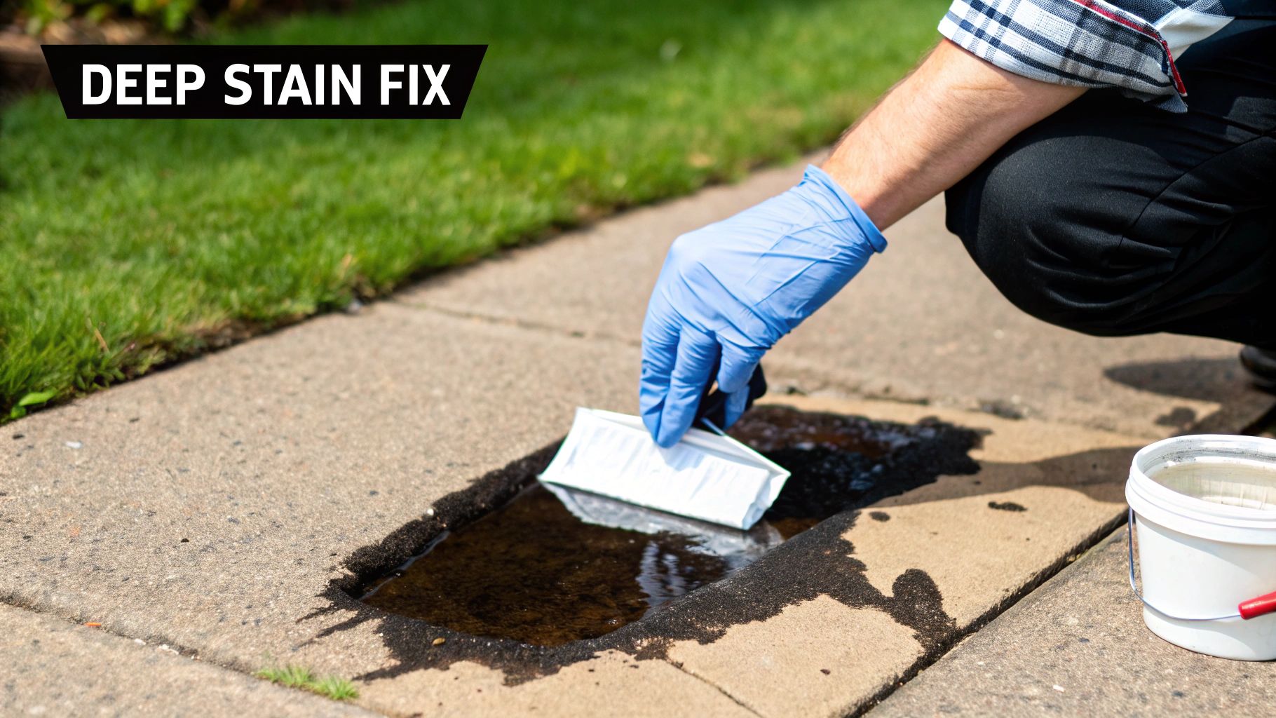 Pressure washer cleaning a concrete driveway.