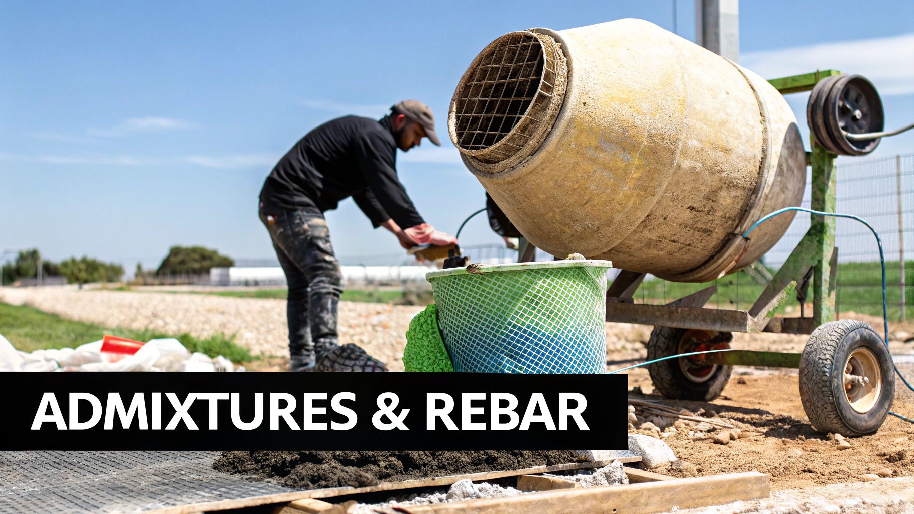 Steel rebar grid laid out in preparation for pouring a concrete foundation.