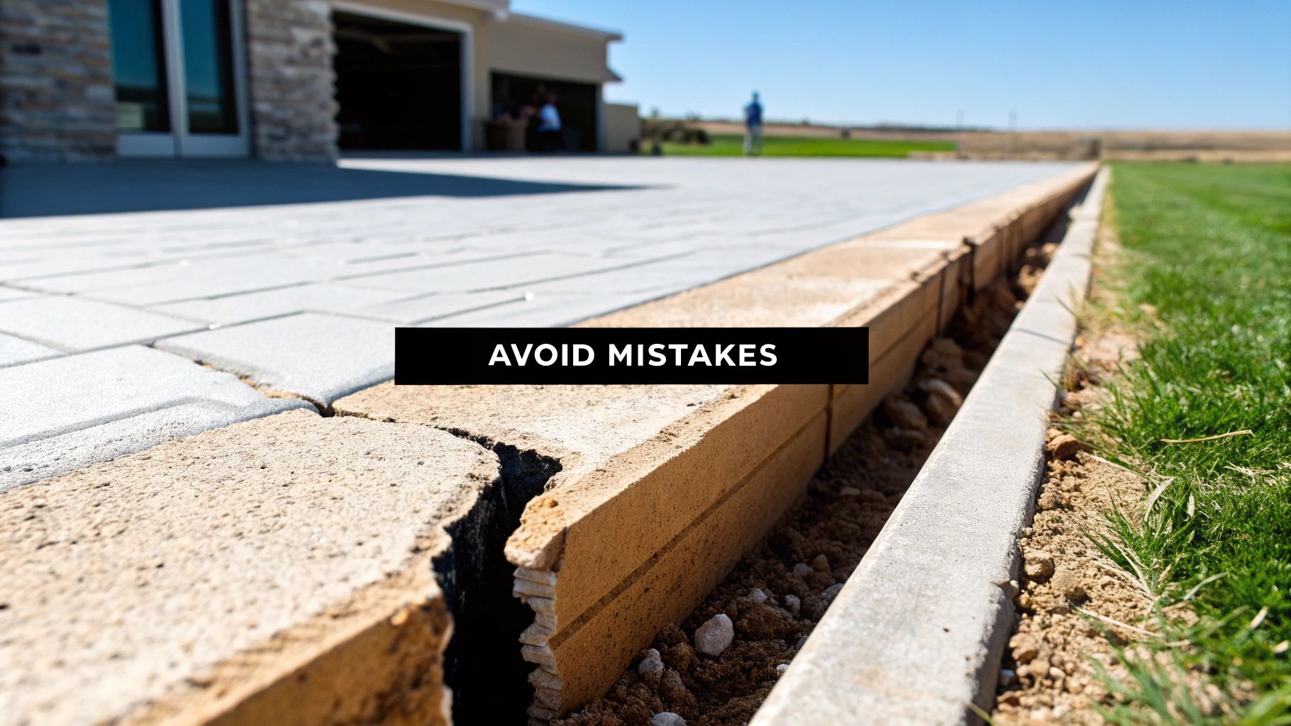 A worker making a mistake while saw-cutting concrete, resulting in a crooked and ineffective joint.