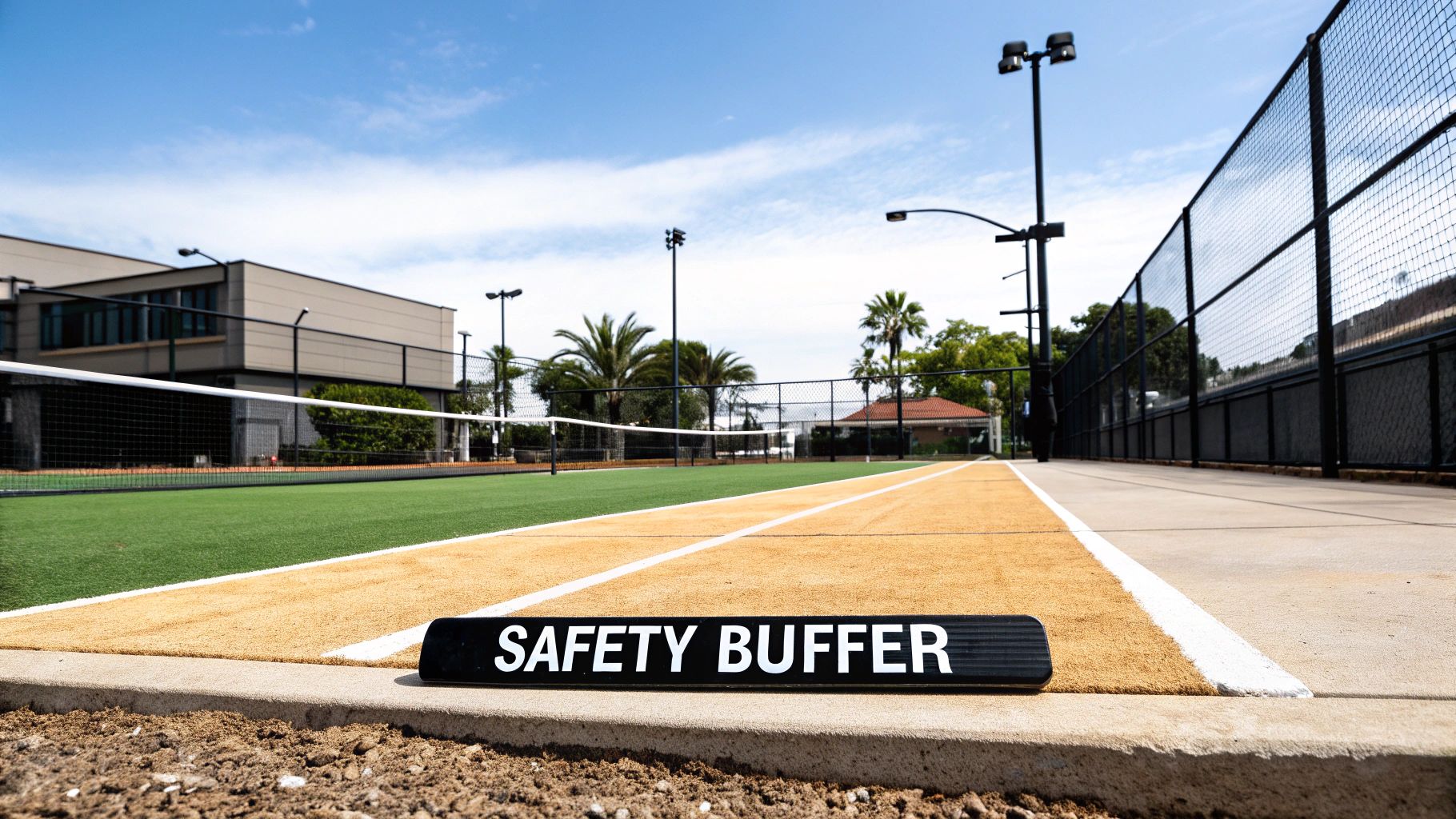 Visual comparison showing four pickleball courts fitting perfectly inside one tennis court.