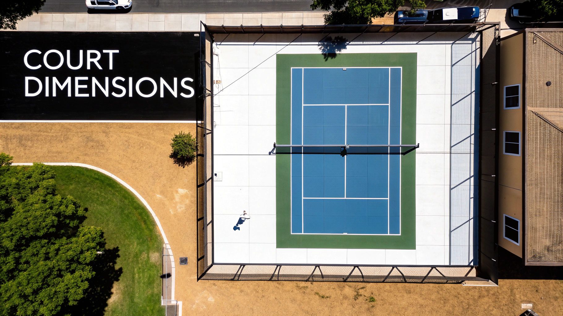 Players in the middle of an intense pickleball rally on a well-maintained outdoor court.
