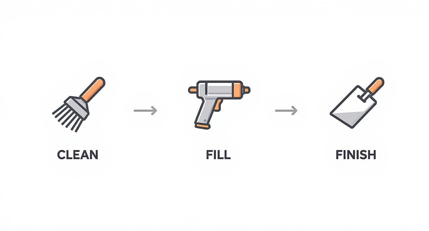 Infographic about how to repair cracked concrete driveway