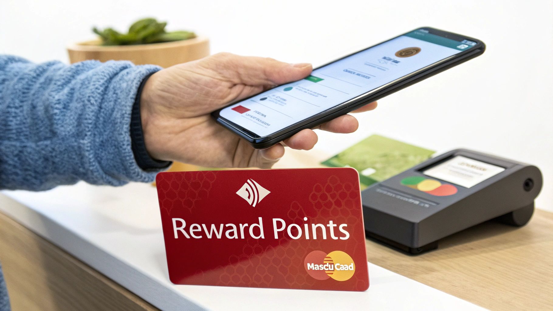 Loyalty program graphic showing points, rewards, and customer engagement