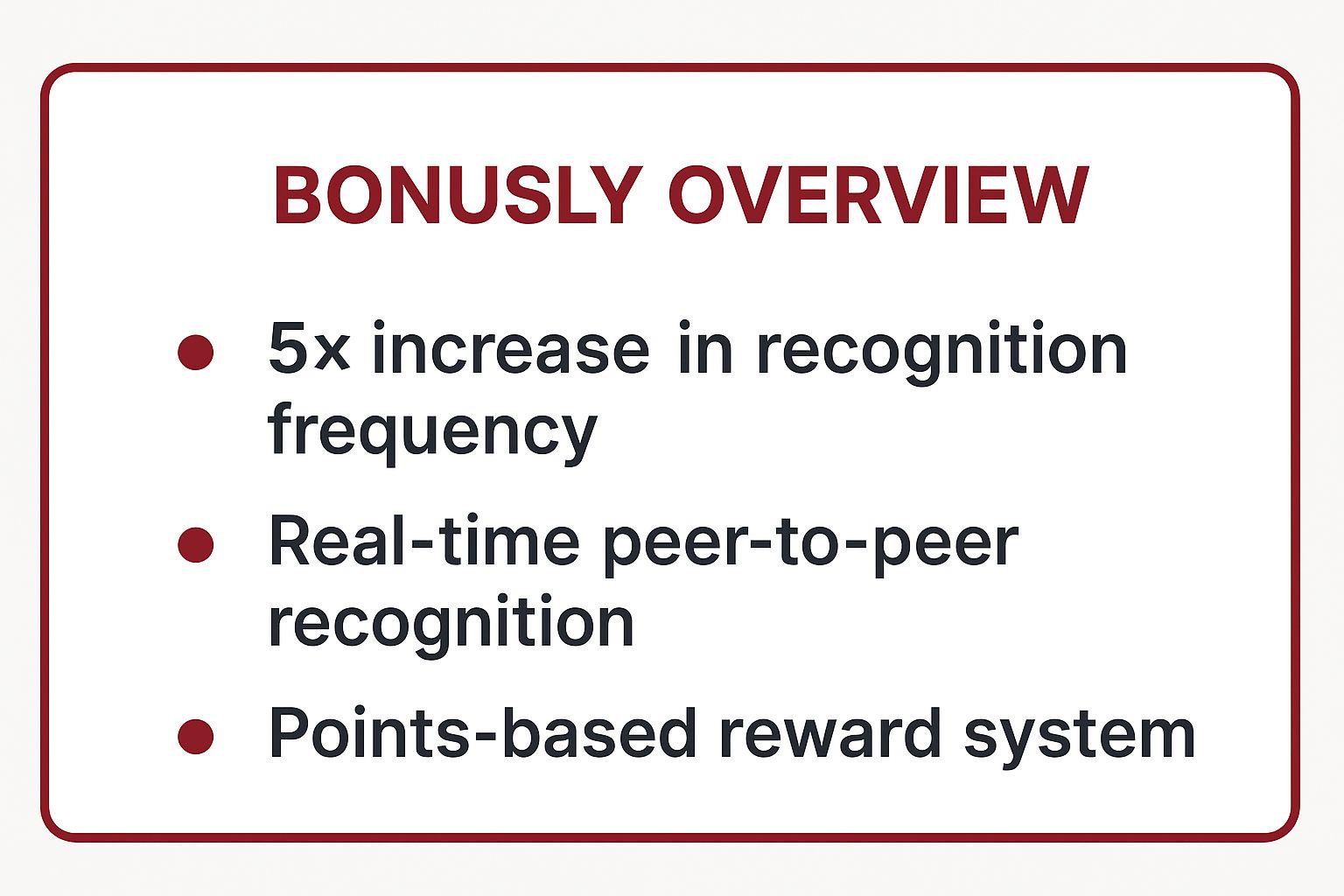 Infographic showing key data about Bonusly Peer-to-Peer Recognition Platform