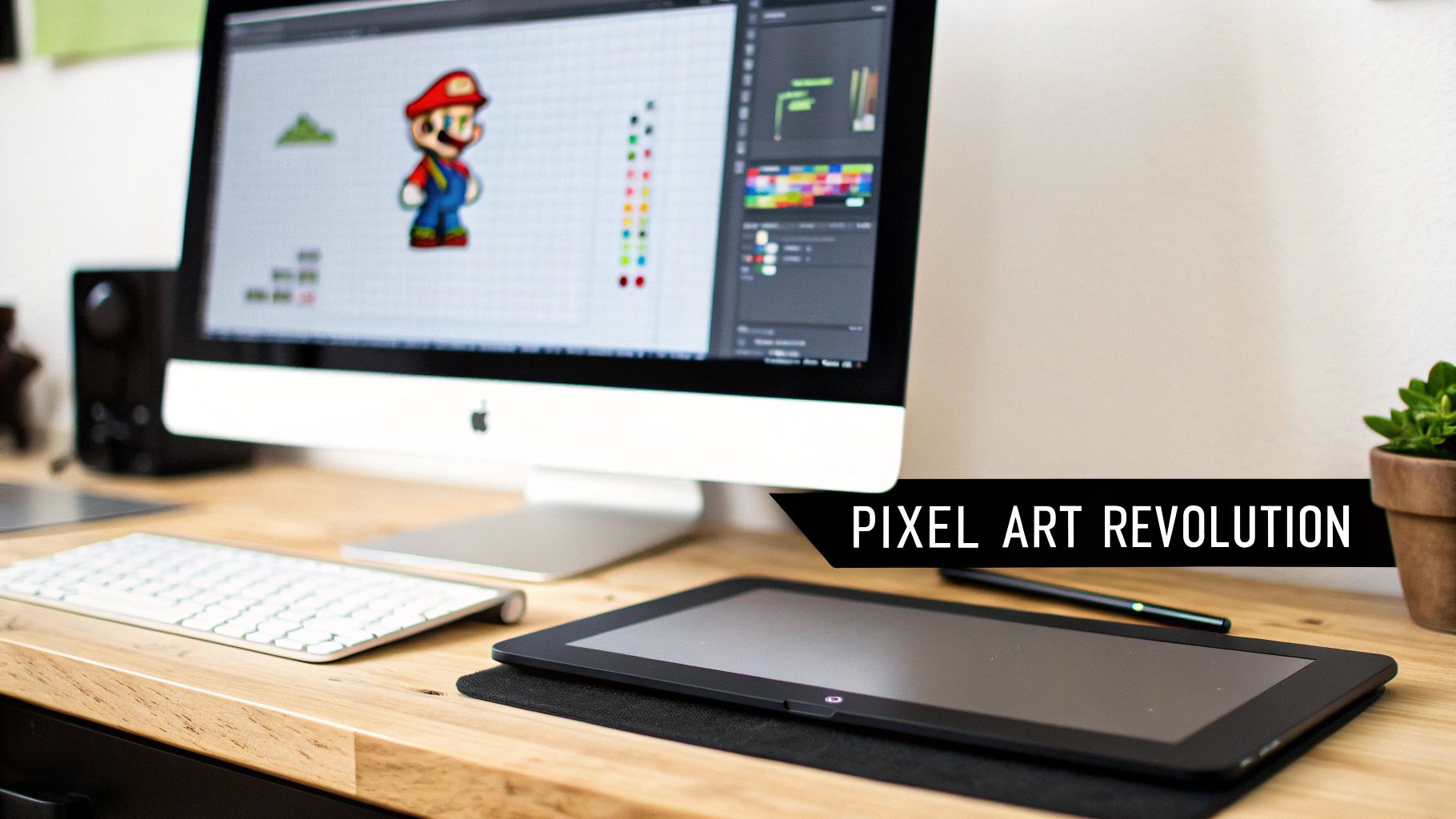 A detailed pixel art image of a fantasy landscape, created by an AI generator