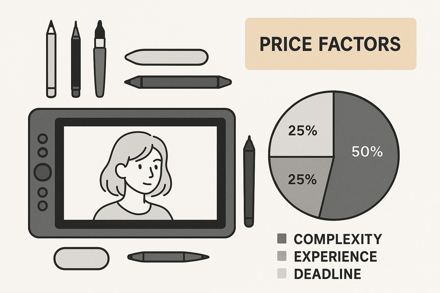 Infographic about digital art commission prices