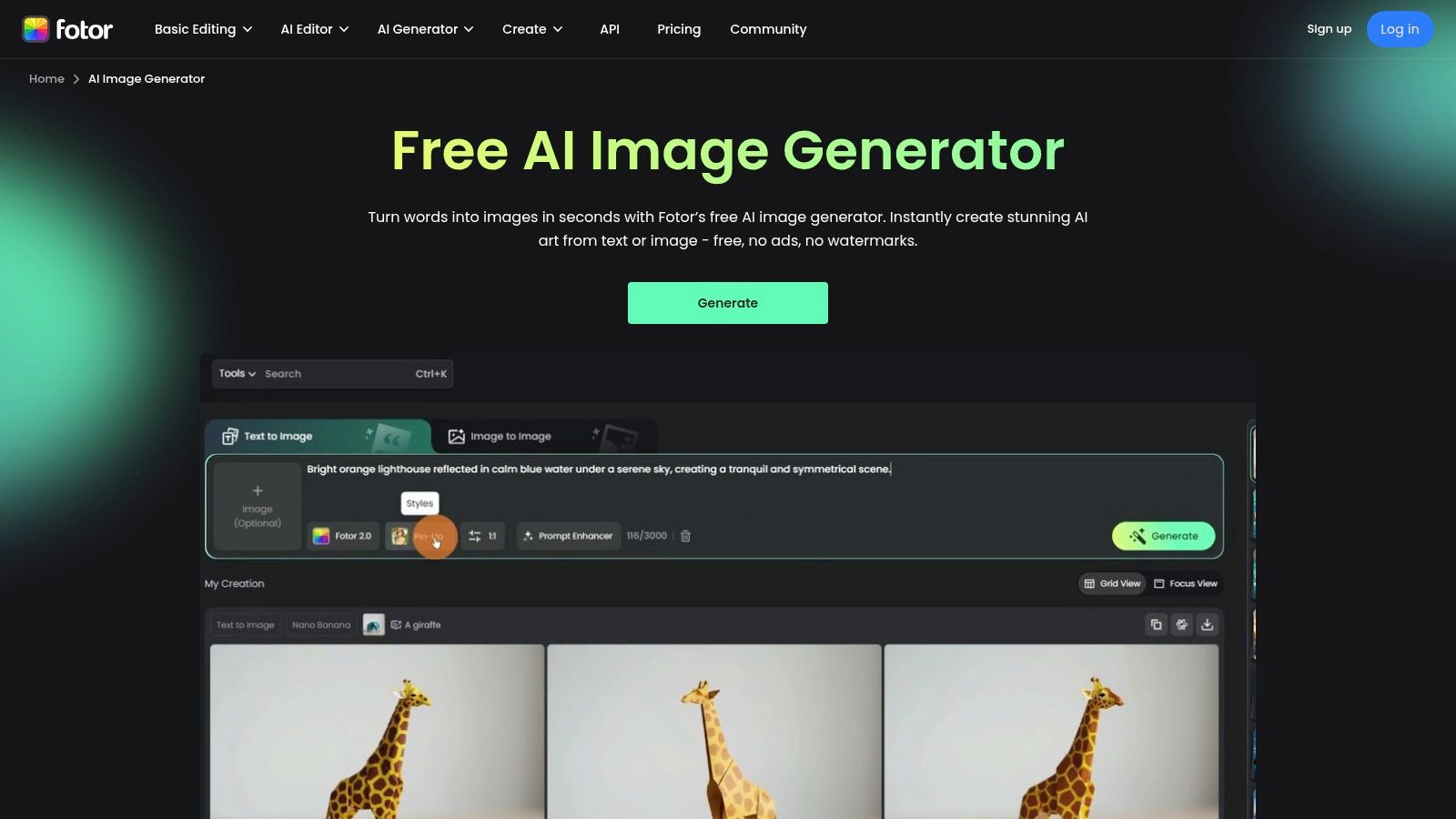 Fotor AI Image Generator