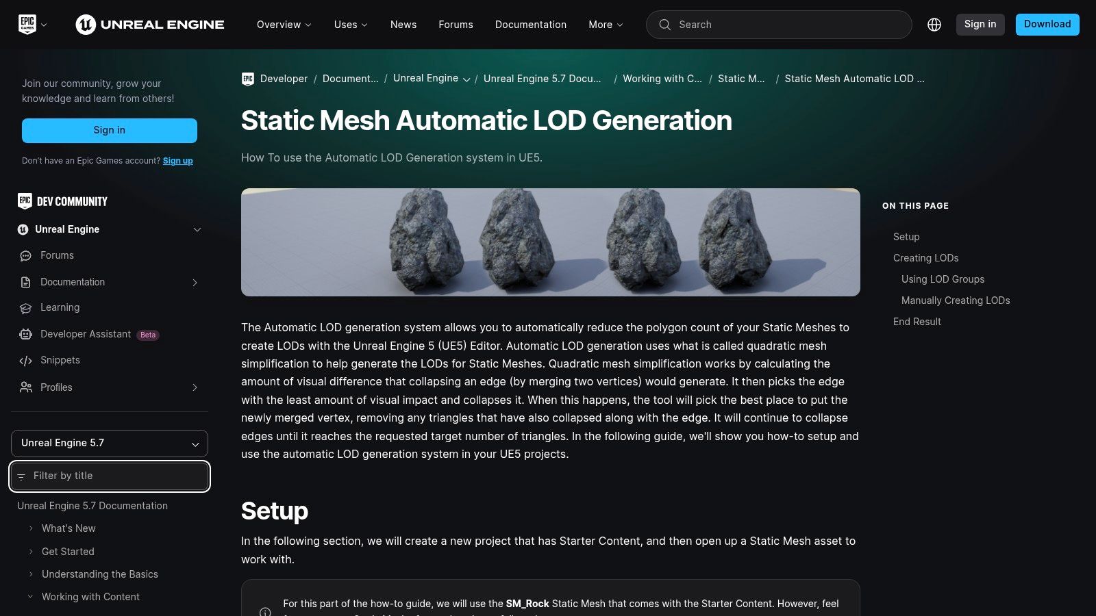 Unreal Engine – Automatic LOD generation