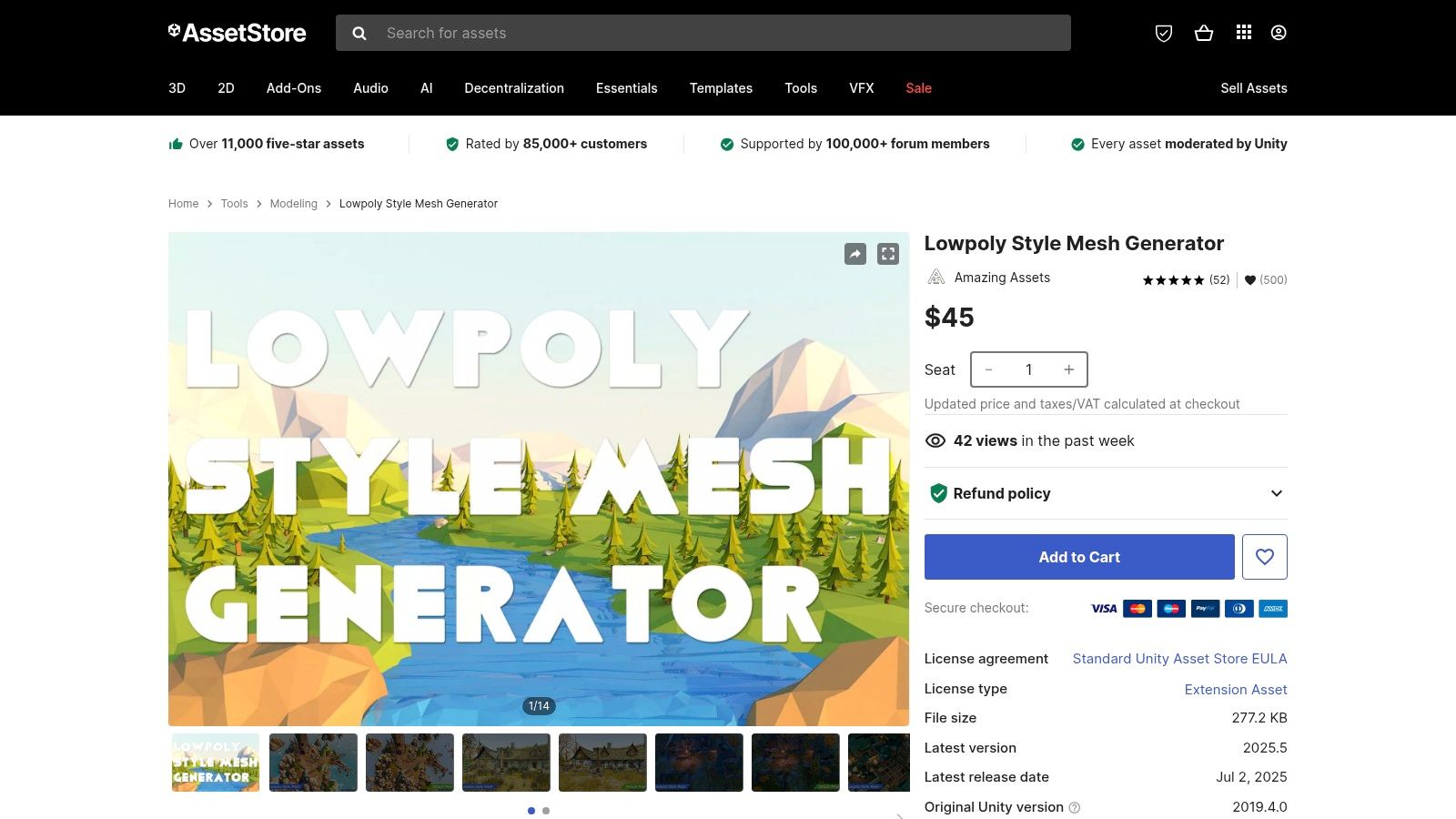 Unity Asset Store – Lowpoly Style Mesh Generator