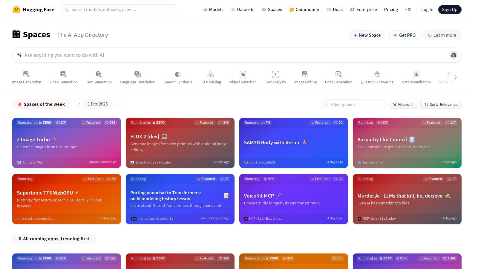 Hugging Face Spaces (Image Generation category)