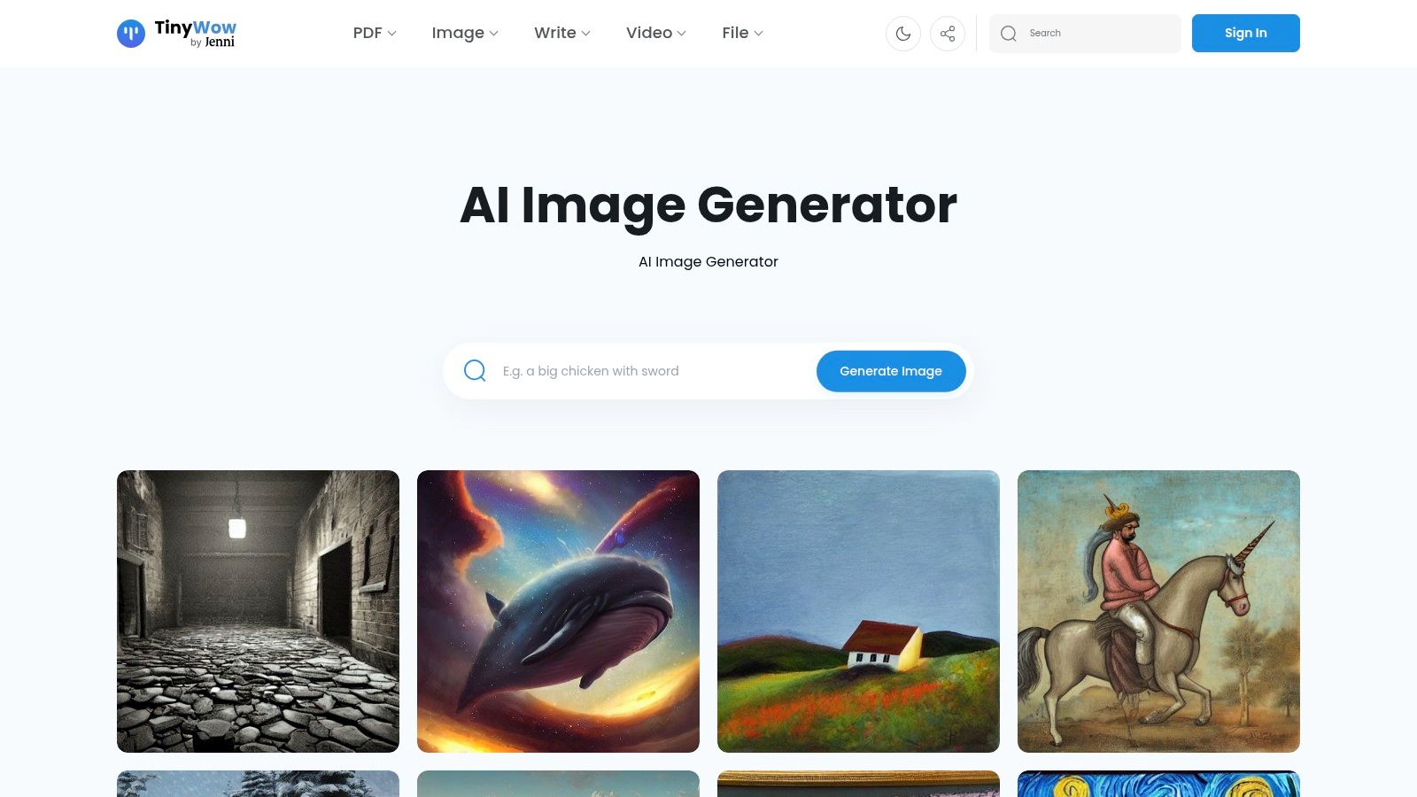 TinyWow – AI Image/Art Generator