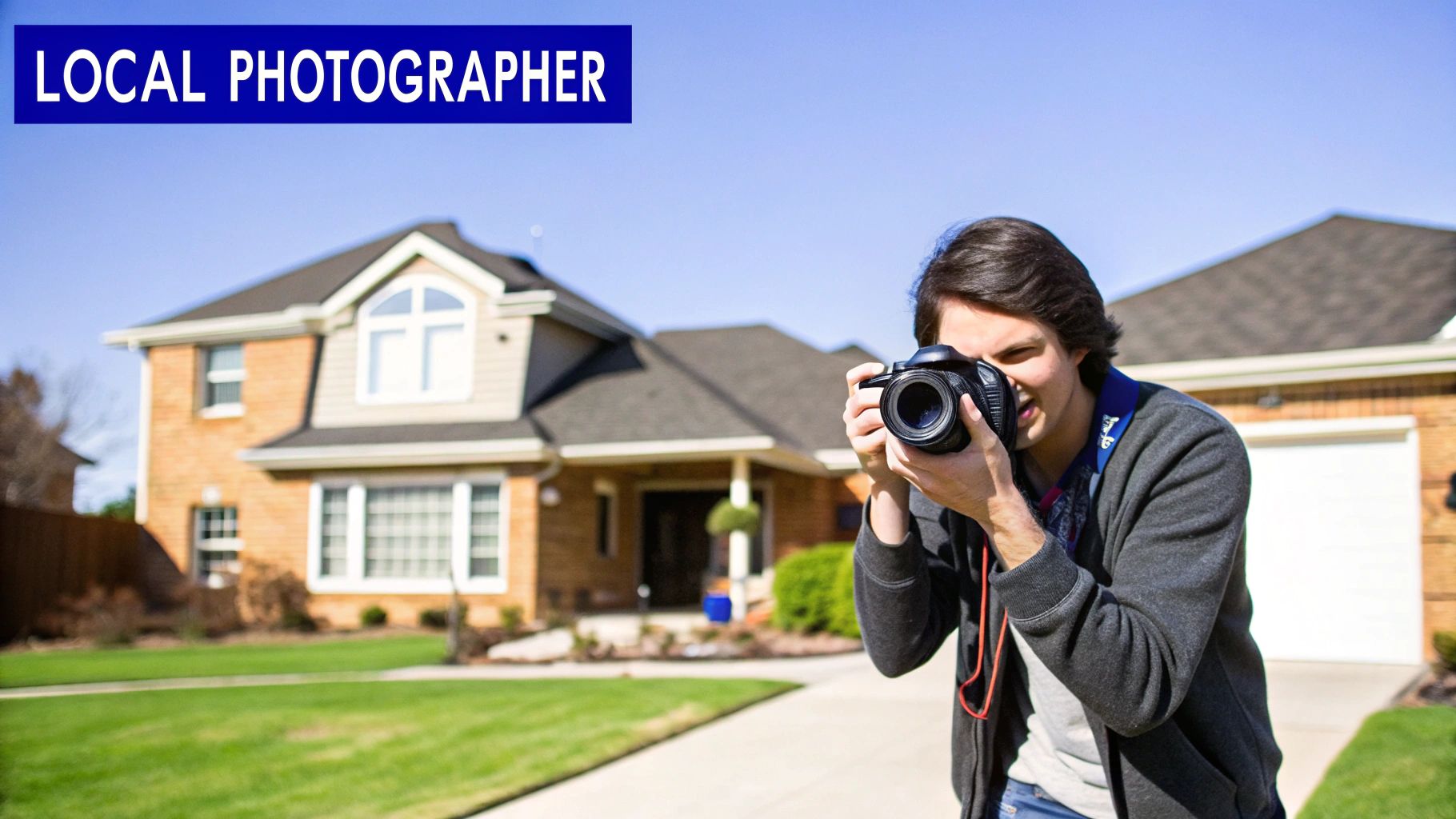 A professional photographer capturing the interior of a modern home.