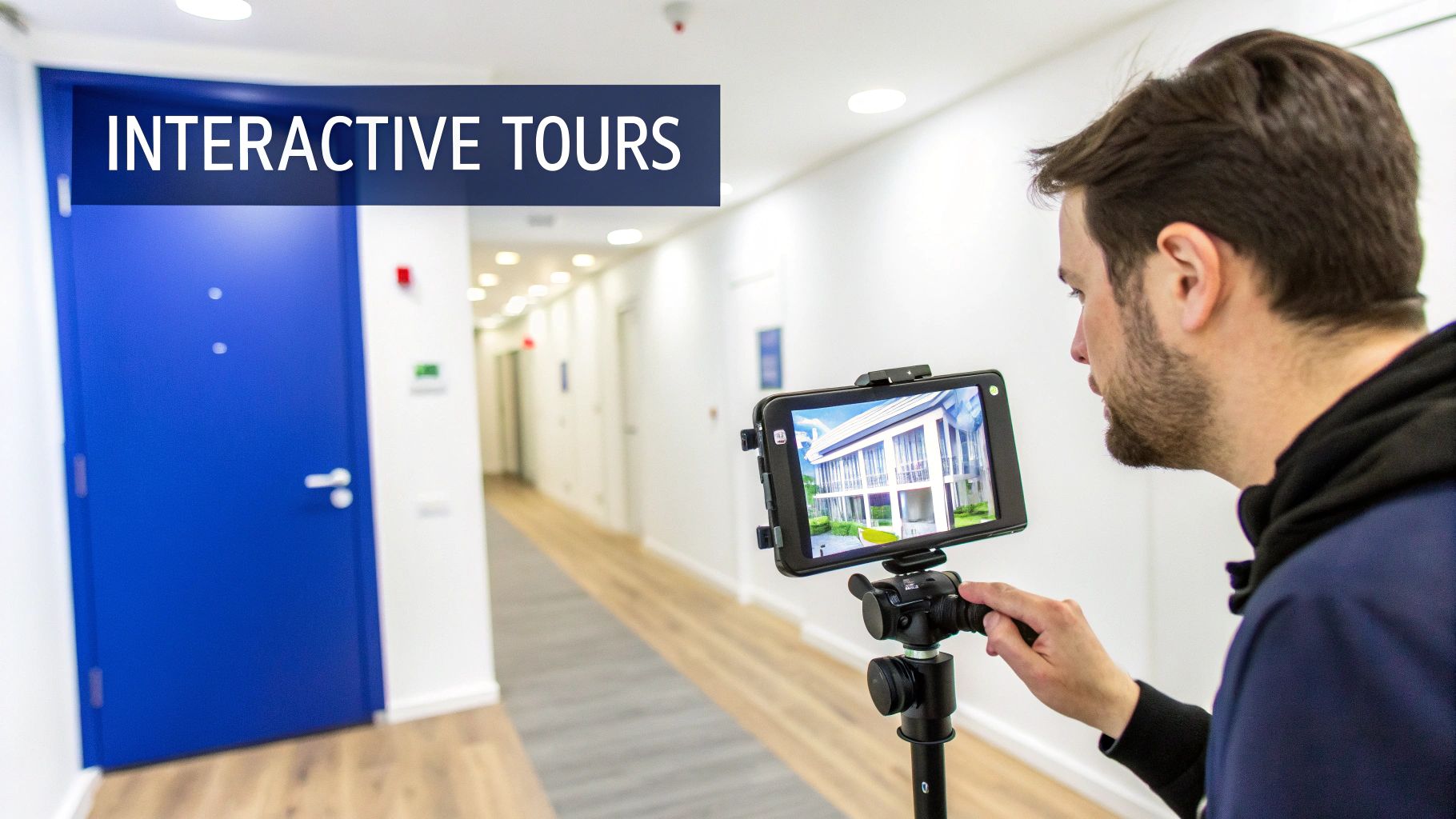 A virtual 3D tour being viewed on a tablet