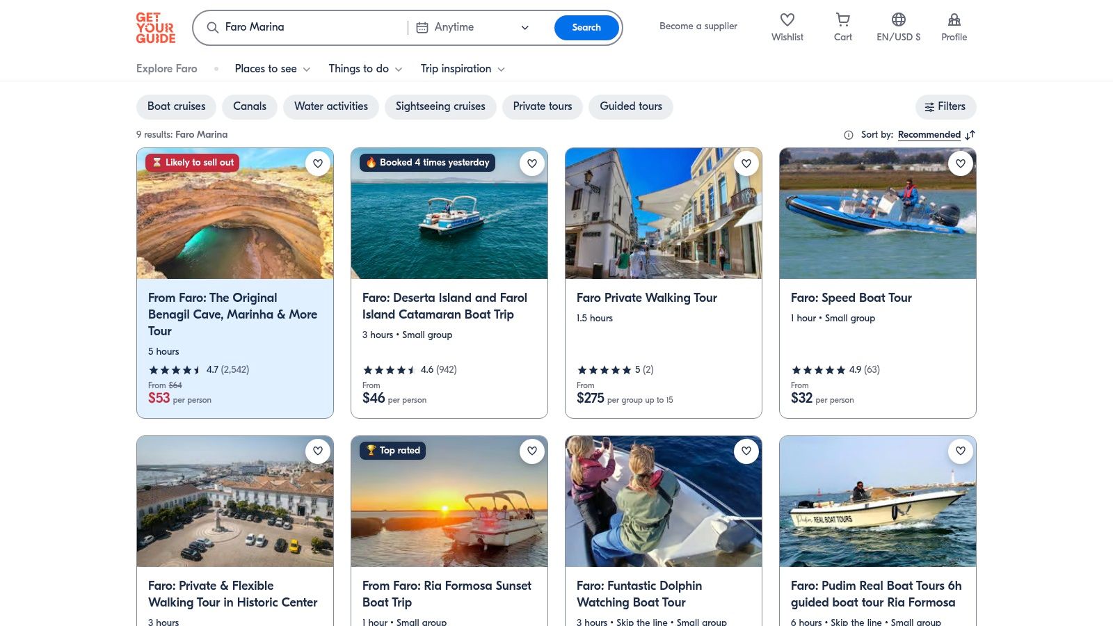 GetYourGuide (Faro section)