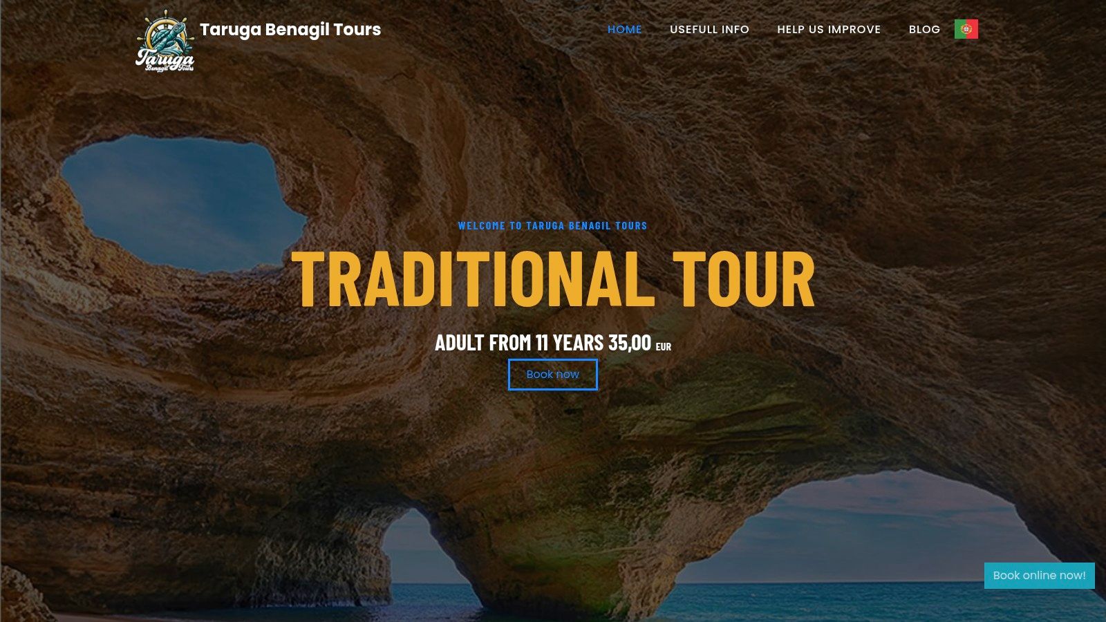 Taruga Benagil Tours boat approaching a sea cave