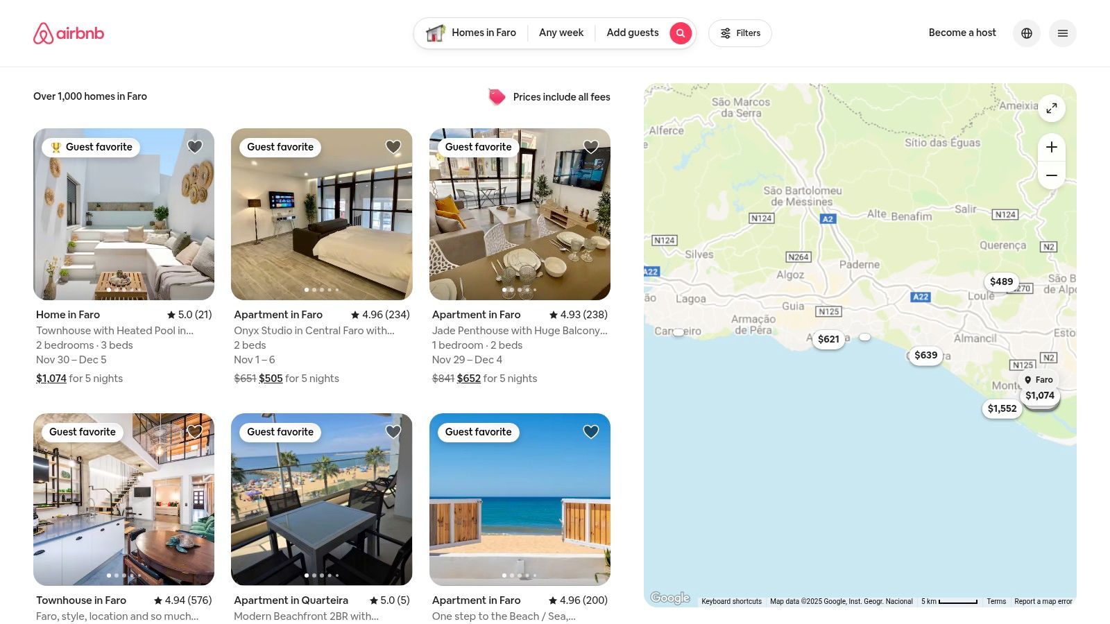 Airbnb – Faro listings