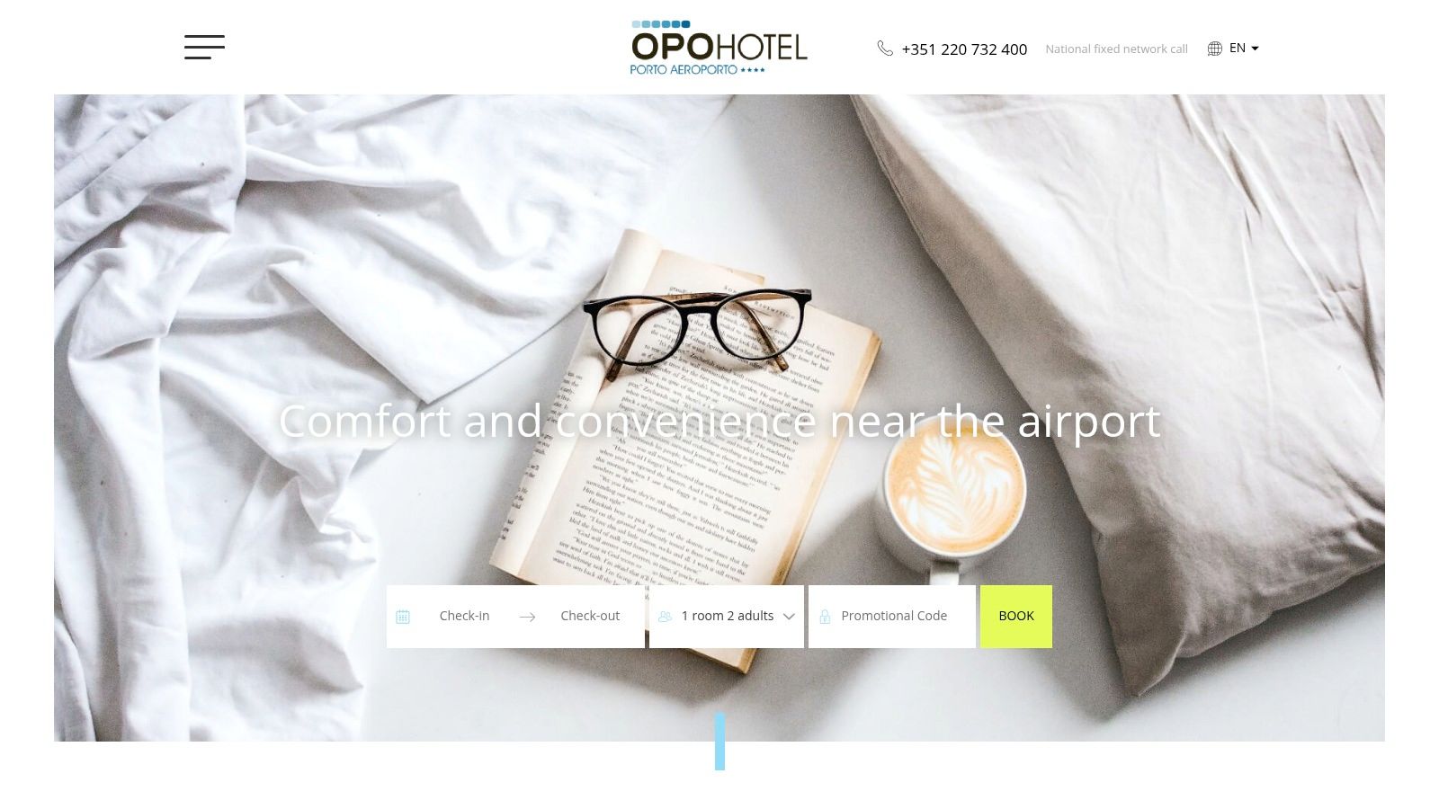 The modern exterior of OPOHOTEL Porto Aeroporto as shown on its official booking site
