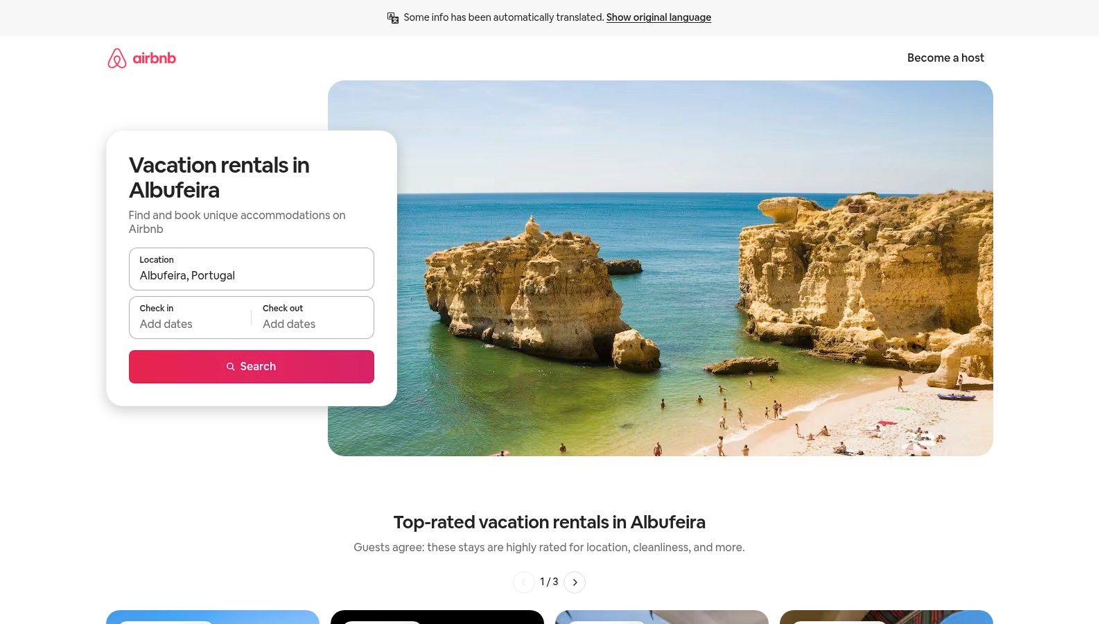 Airbnb – Algarve stays (villas, apartments and boutique listings)