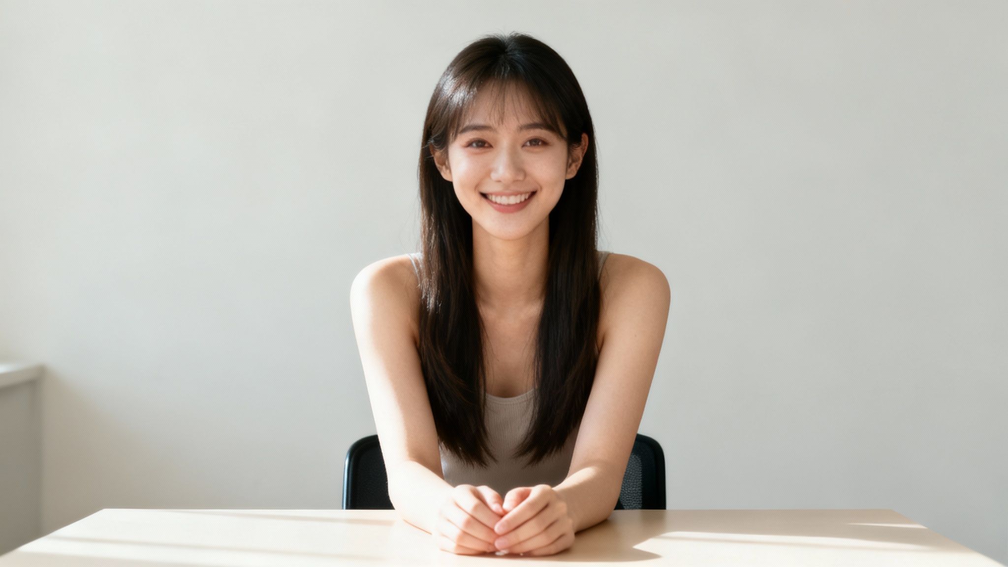 Woman smiling confidently on a video call