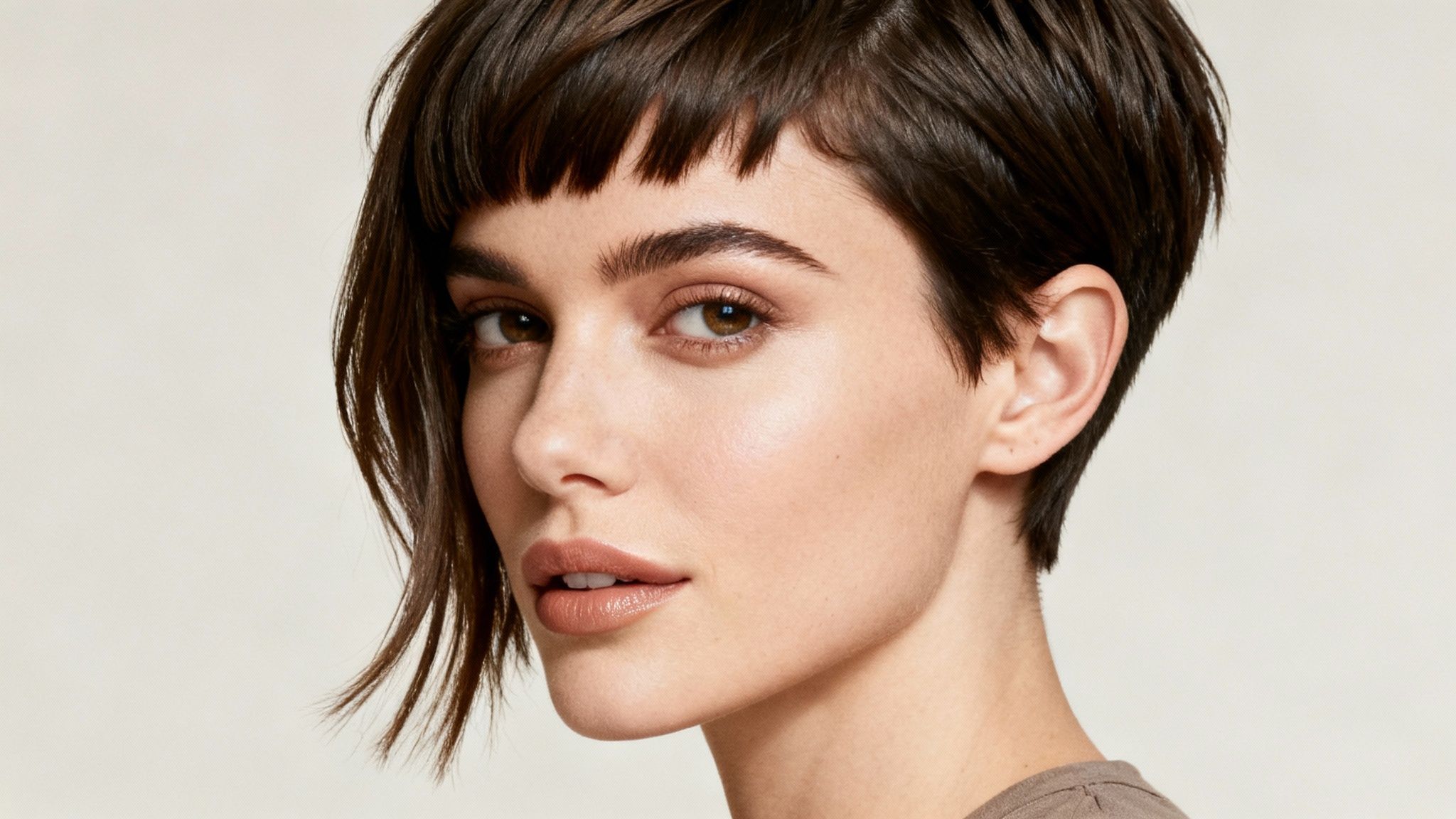 Woman with long, wavy brown hair smiling