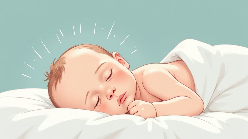 A smiling baby looking at the camera, illustrating the topic of gentle baby ear correction.