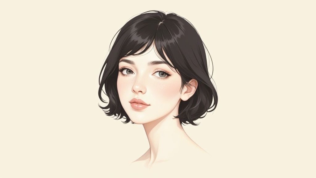 Shoulder-Length Layers with Side-Swept Bangs