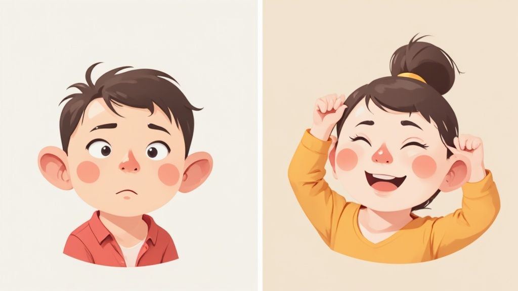 A person smiling confidently, showcasing the discreet nature of non-surgical ear correction.