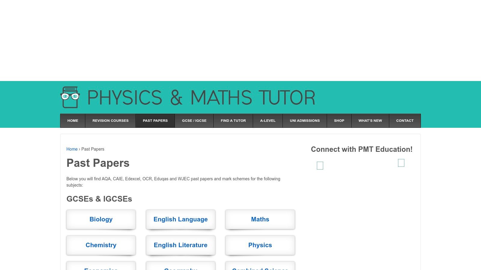 Physics &amp; Maths Tutor (PMT)