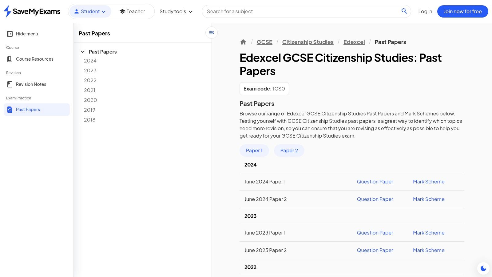 Save My Exams – Edexcel GCSE Citizenship Past Papers