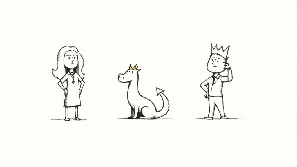 Princess Elizabeth standing defiantly in her paper bag dress