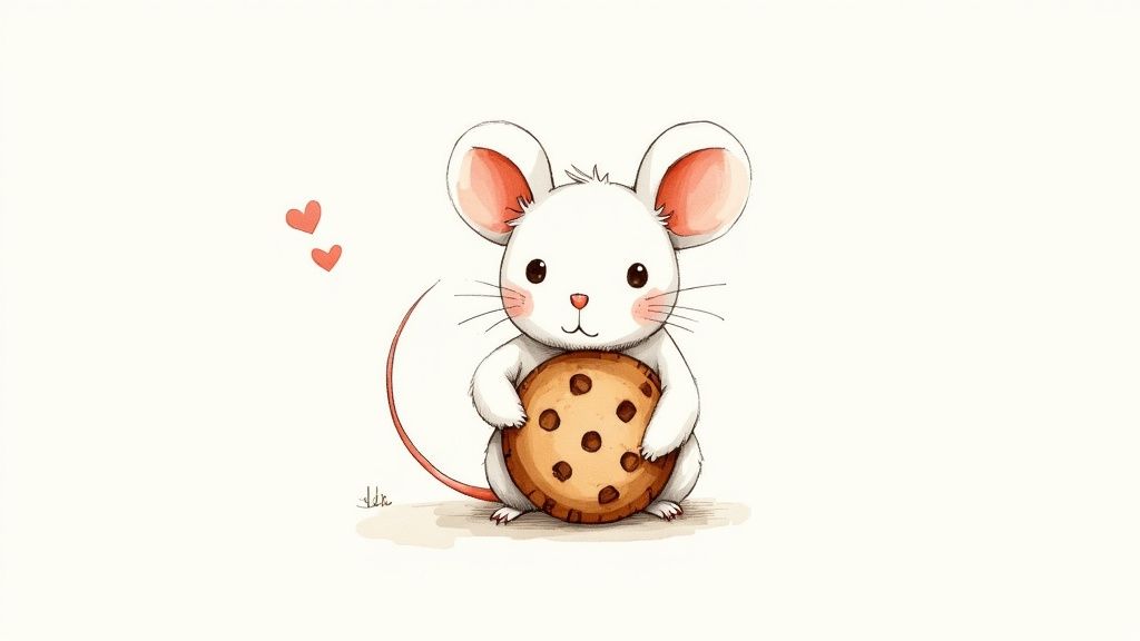 A young boy reading 'If You Give a Mouse a Cookie' with his mother