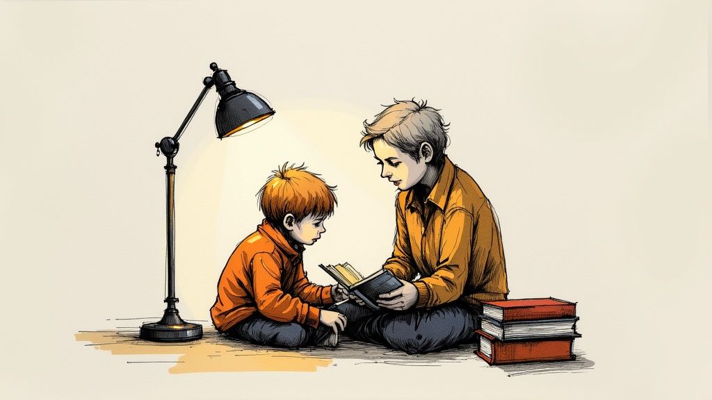 A nostalgic shot of several classic Goosebumps books arranged on a wooden shelf, with a warm, inviting glow.