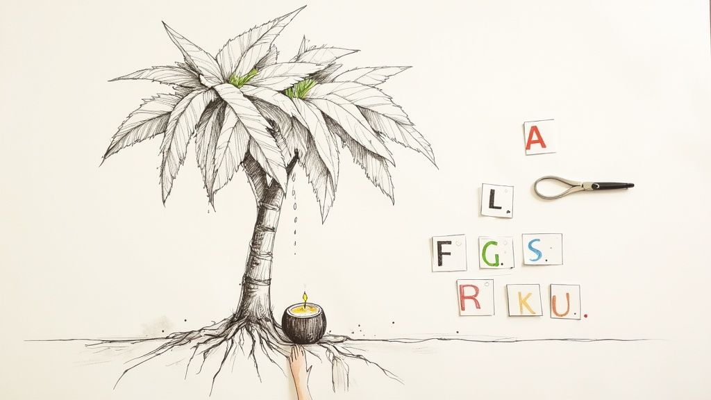 Children playing with alphabet blocks and a craft tree inspired by Chicka Chicka Boom Boom