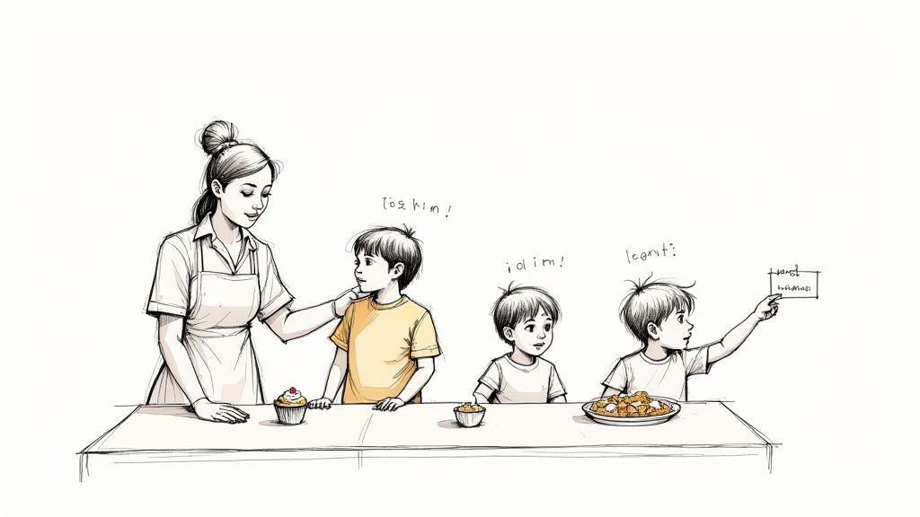 A child and a parent joyfully reading an Amelia Bedelia book together, creating a warm and engaging learning atmosphere.