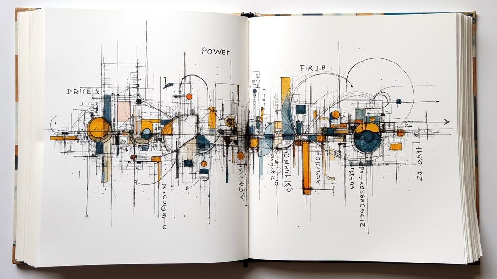 An open book with glowing letters floating off the pages, representing the power of words.