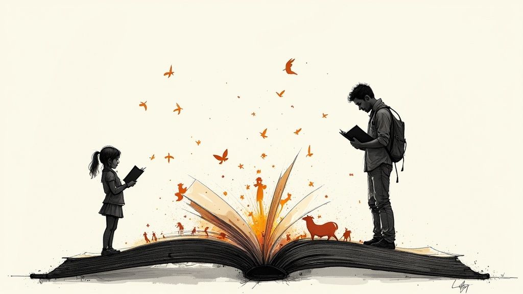 A collage of images related to the Inkheart series, featuring books and fantastical elements