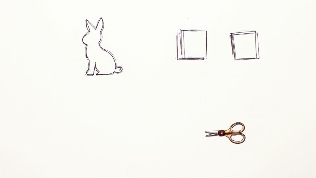 A child crafting a bunny out of paper plates and cotton balls.
