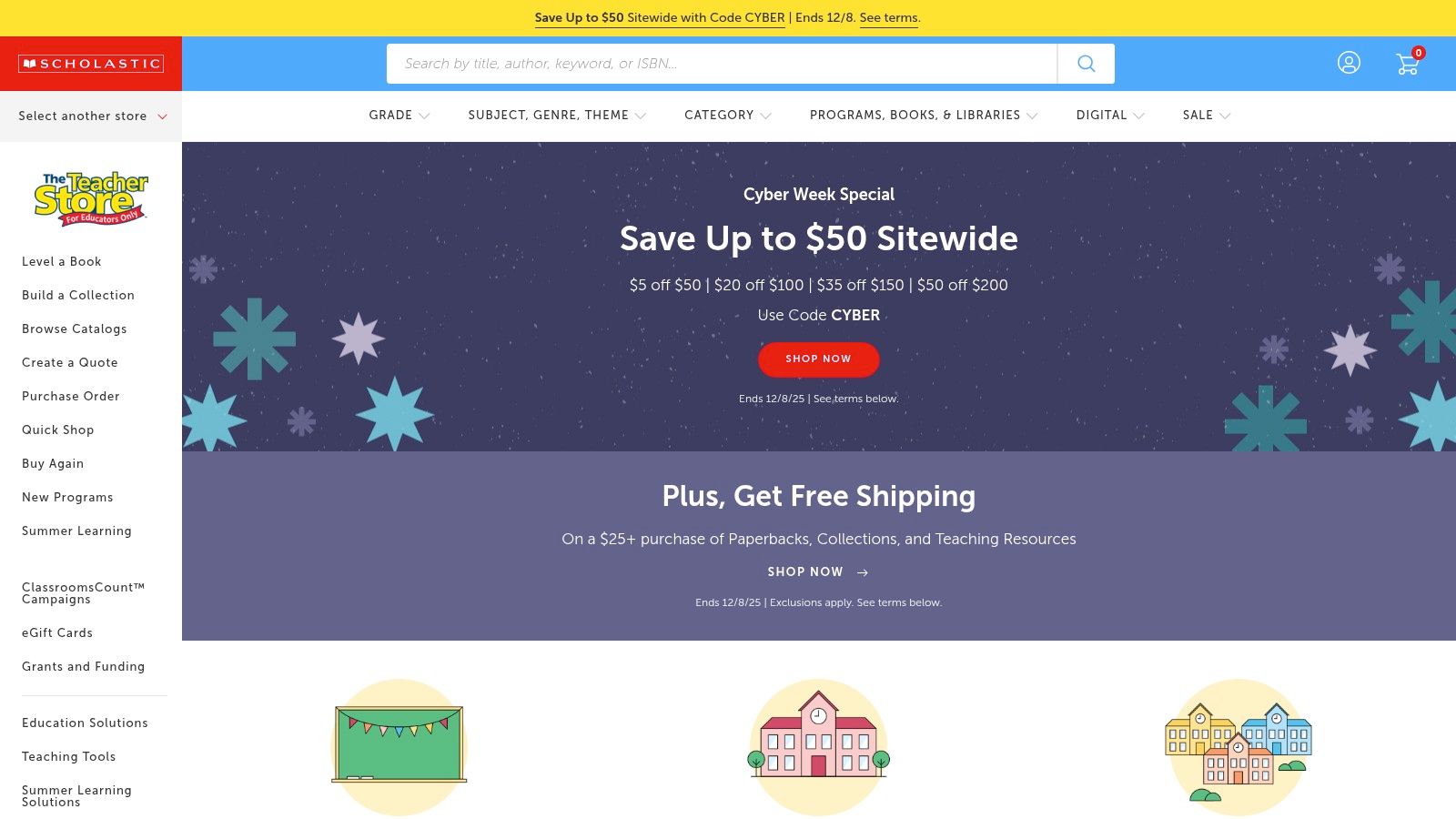 A screenshot of the Scholastic Teacher Deals section, showing discounted books and sets for educators.