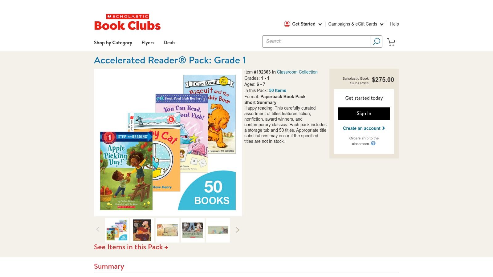 Scholastic Book Clubs – Accelerated Reader Pack: Grade 1