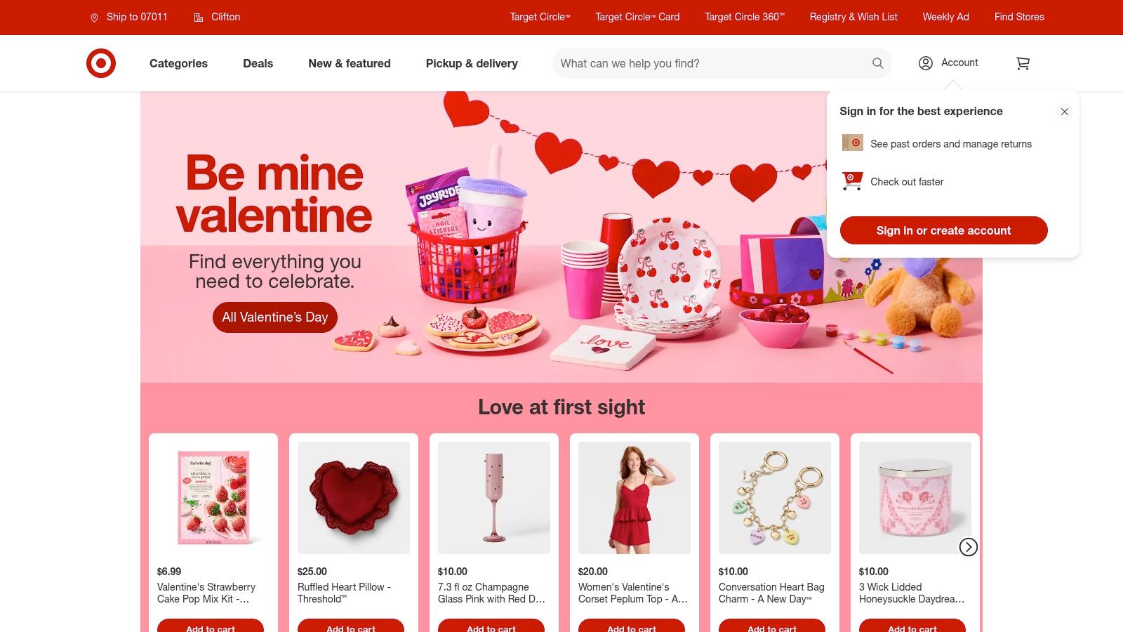 A display of Valentine's Day-themed children's books at Target.