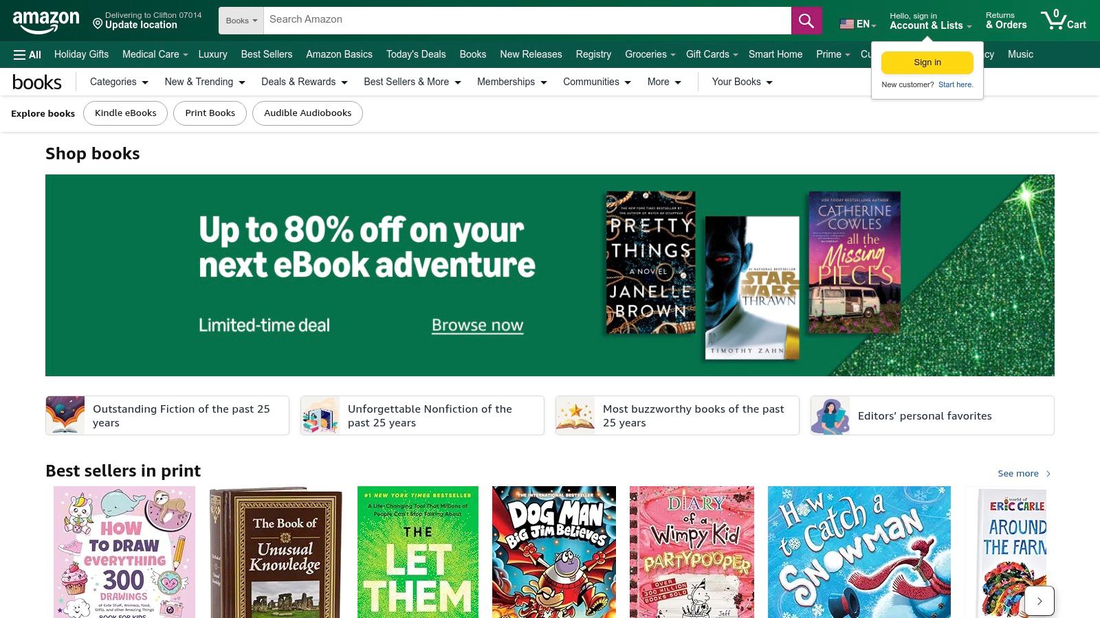 Amazon (Books marketplace + Kindle/Whispersync)